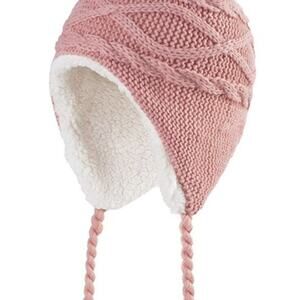 Girls Sherpa Earflaps Hat Teen Winter Hat Fuzzy Peruvian Hat Pink L